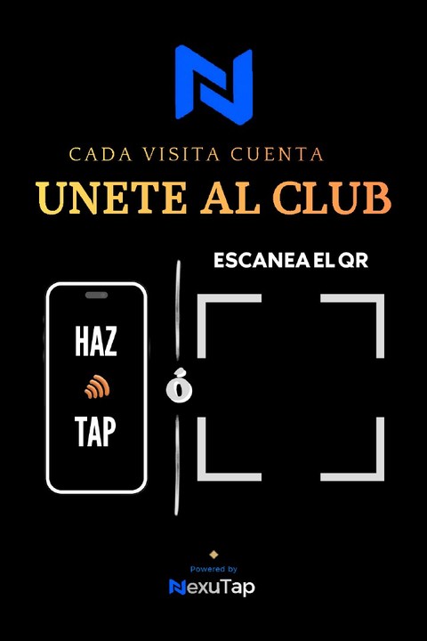 Diseño negro Únete al club con indicaciones de QR y NFC