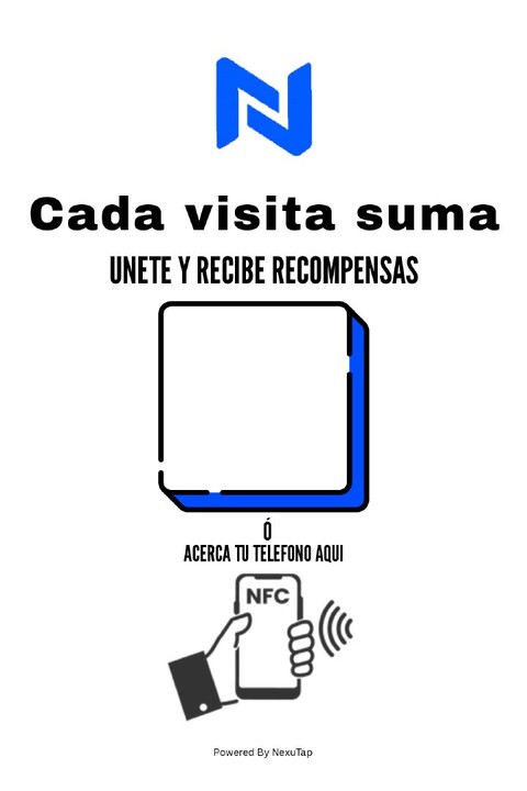 Ejemplo de diseño NexuRewards con NFC y espacio para el QR del club